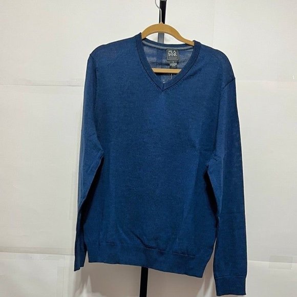 Jos A Bank NWT Sz XL Dark Wash Traveler 100% Merino Wool Sweater - Picture 7 of 7